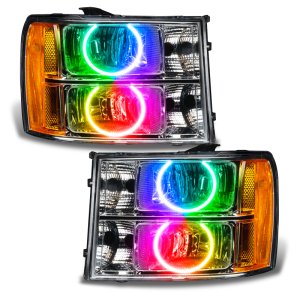 GMC Sierra Headlight Assemblies - ORACLE Lighting - SMD, Round Ring Design, ColorSHIFT - `07-`13